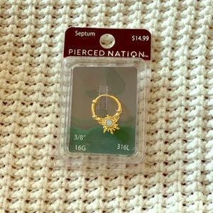 Gold Enamel Sun and Star 16G Septum Clicker